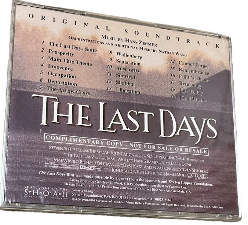 Spielberg The Last Days -Soundtrack by Hans Zimmer Brand New! Rare! - Image 2 of 2