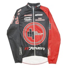 BIORACER Mens Black & Red Graphic Cycling Jersey M Long Sleeve Zip Neck