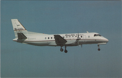 Republic Express Saab SF340A Airliner Aviation Litho Postcard