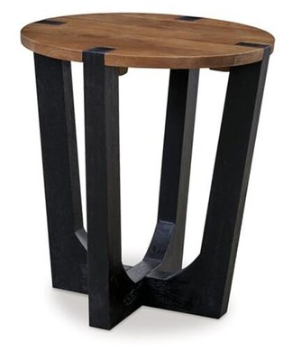  Hanneforth Farmhouse End Table with Angled Solid Wood Legs, Light Brown & 