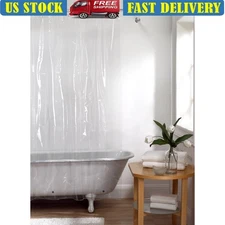 Heavyweight Shower Curtain Liner Waterproof Mildew Resistant Magnetic Hem Clear