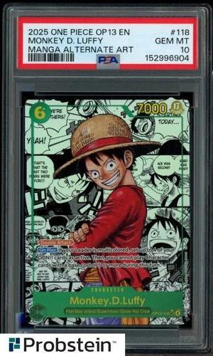 2025 One Piece OP13 EN Manga Alternate Art #118 Monkey D. Luffy PSA 10 GEM MINT