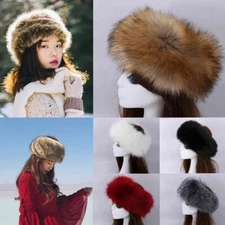 Women's Winter Russian Fluffy Faux Fur Headband Hat Thick Ear Warm Snow Ski Cap