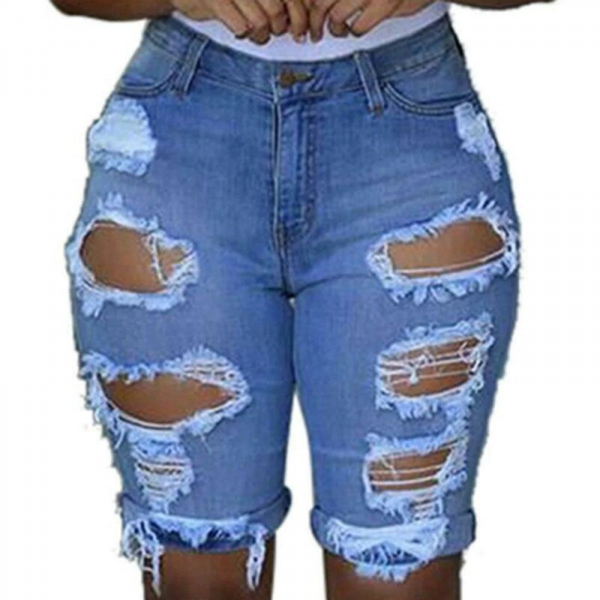 Fashion Women Destroyed Hole Leggings Short Pants Denim Shorts Ripped Jeans