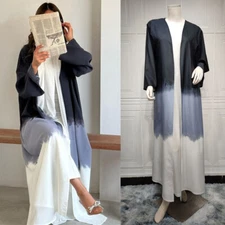Dubai Women Muslim Open Cardigan Abaya Two Piece Kaftan Kimono Maxi Dress Gown