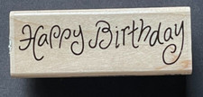 Happy Birthday Word Phrase Greeting Special Occasion Wood Rubber Stamp