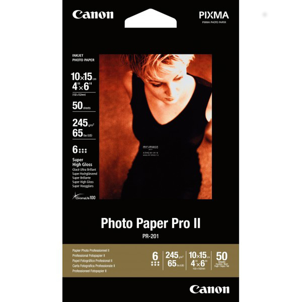 Papier Canon Pro PR-201 brillant format 10x15 cm 50 feuilles 245g pour imprimante photo