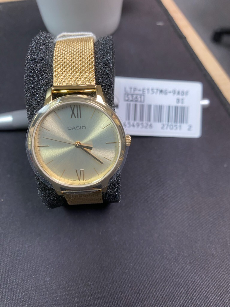 Casio LTP-E157MG-9A Gold Tone Mesh Stainless Steel Analog
