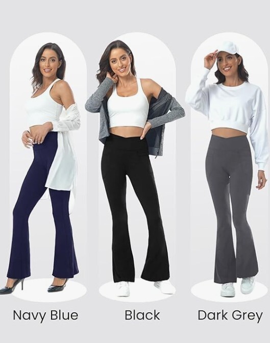 HEGALY Women's Flare Yoga Pants - Buttery Soft High Waisted Crossover Bootcut Leggings (Navy Blue, X-Large) - View #2