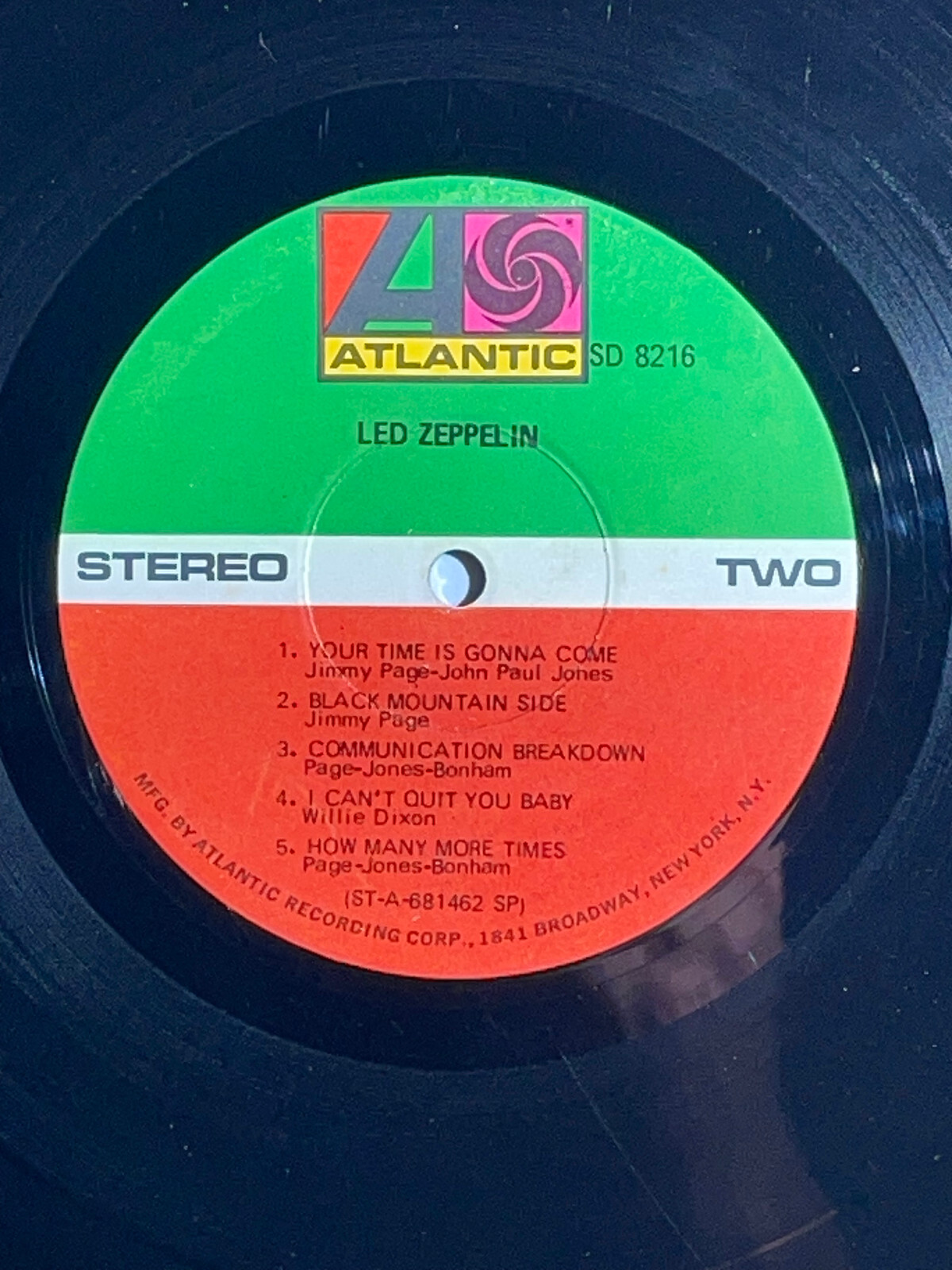 Led Zeppelin I SD 8216 LP (1841 Broadway)