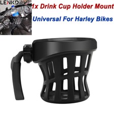 Motorcycle Handlebar Cup Holder Drink W Mesh Basket Perch Mount Set For Harley
