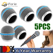 5 Pcs Metal Microphone Mesh Heads For Shure Beta58a Pgx24 Slx4 Slx2 Silver