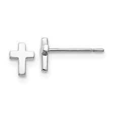 Real 14kt White Gold Madi K Children's Cross Post Earrings
