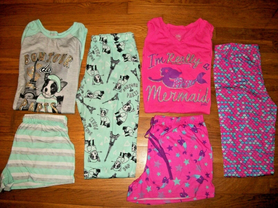 JUSTICIA 3 PIEZAS GRÁFICO TOP PANTALONES CORTOS CONJUNTO PIJAMA SIRENA PARÍS PERRO NIÑA TALLA 18 20 Foto 2 de 2