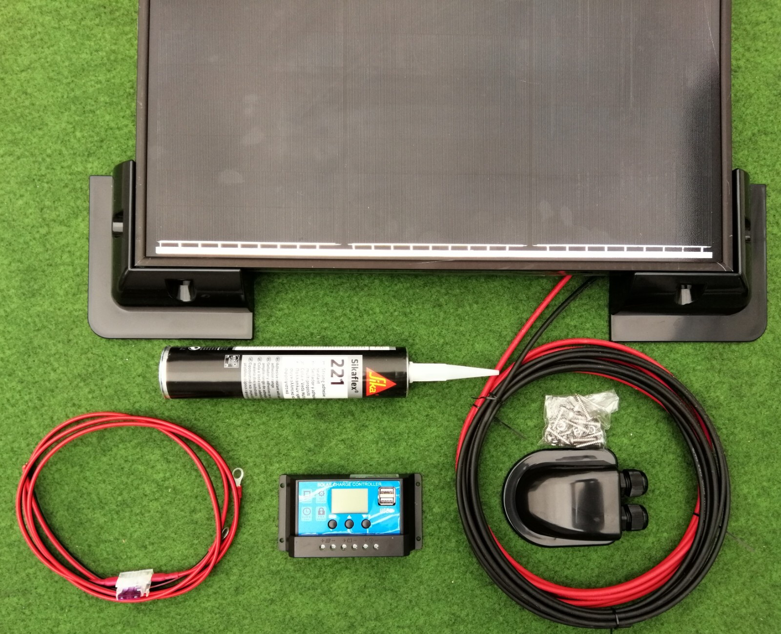 200 WATT SOLAR PANEL KIT 2x100w MOTORHOME VW CAMPER VAN CARAVAN LCD display 200w