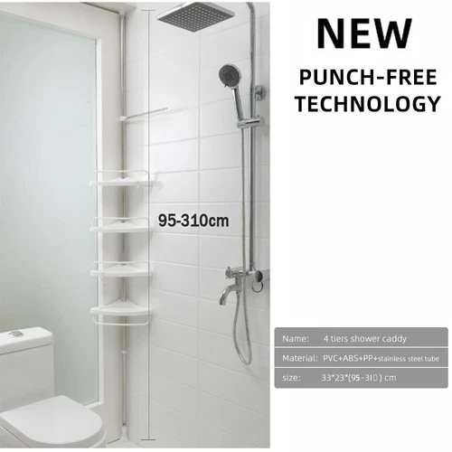 4 Tier Telescopic Bathroom Wall Corner Shelf Rack Shower Caddy Storage Organizer - Picture 3 of 11