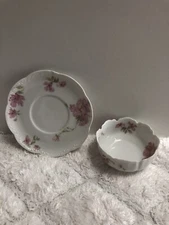 ONE HAVILAND FRANCE HAVILAND CO LIMOGES PINK ROSES RAMEKINS & SAUCER UNIQUE