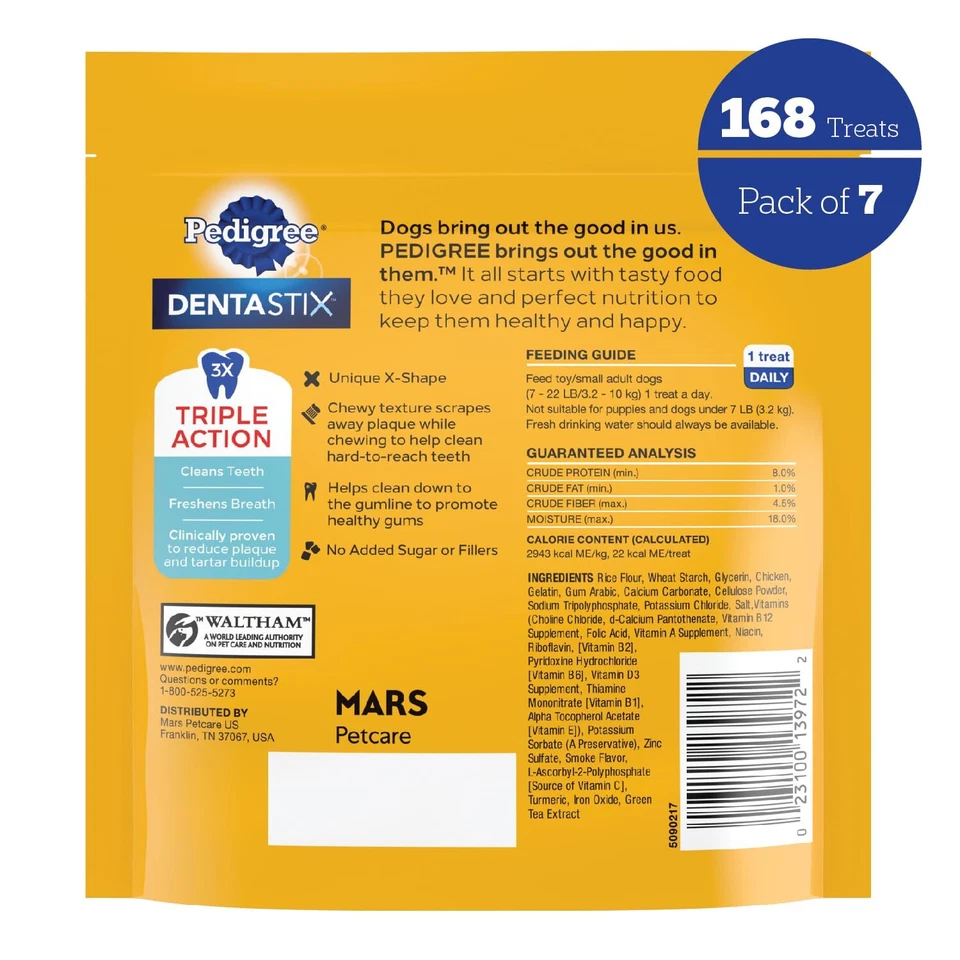 PEDIGREE DENTASTIX Juguete Original Perro Pequeño Golosinas 5.8oz Paquete de 7 Masticables Foto 2 de 4