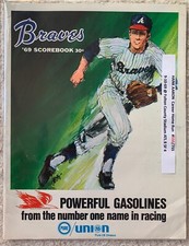 1969 Hank Aaron HR #550 Atlanta Braves baseball Program SF Giants Willie Mays 1