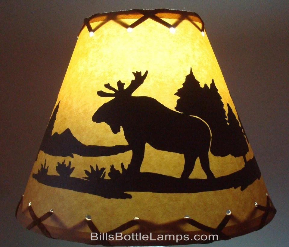 Rustic "Bulb Clip" MOOSE Scene Table Desk Light LAMP SHADE Cottage Cabin Decor - Image 2 of 4