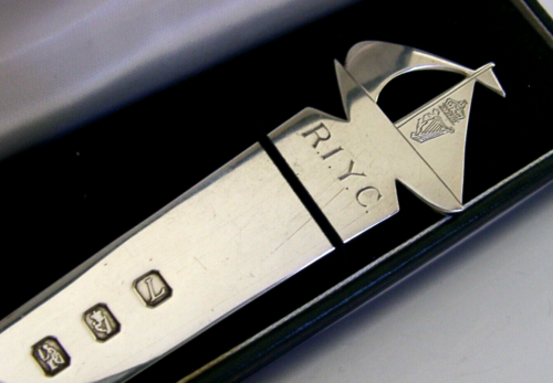 RARE IRISH STERLING SILVER ROYAL IRISH YACHT CLUB OPENER DESK ITEM DUBLIN 1997