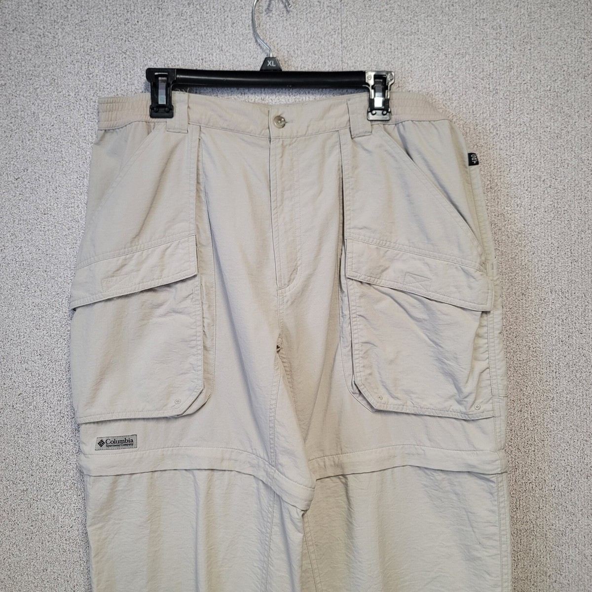 Columbia Mens Convertible Pants Zip Off Beige sz 36 Hiking