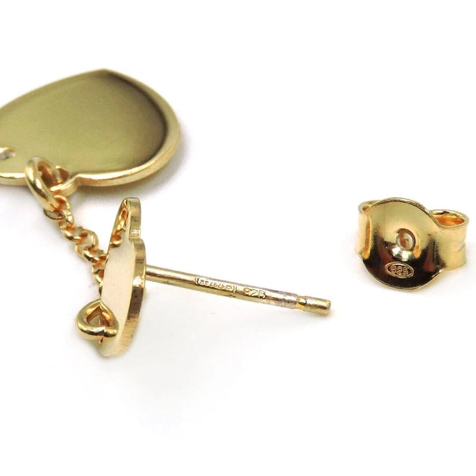 Orecchini in Argento 925 Placcato Oro Cuore Pendente con Diamante - Immagine 4 di 4