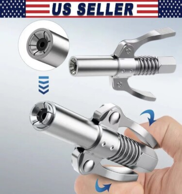  Grease Gun Coupler Double Handle High Pressure Quick Release Lock Oil Nozzles
