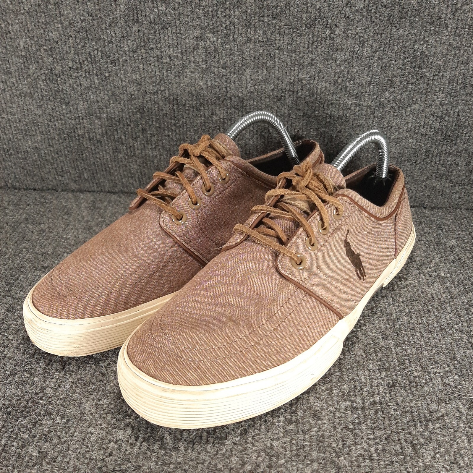 PONY Polo Ralph Lauren Faxon scarpe sneakers basse tela uomo 8 5 D marrone stringate