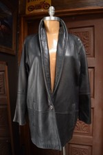 Vtg Marc By Andrew Marc Womens Black Leather Jacket Raglan Sleeves Size Medium
