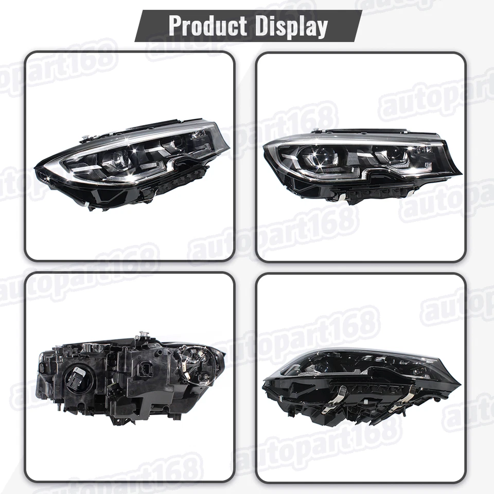 Right LED Headlight For 2019-2021 BMW 3 Series G20 G21 G28 340i 330i 4Pins W/AFS - Image 3 of 4