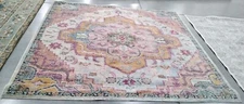 LIGHT BLUE / FUCHSIA 8' X 8' Back Stain Rug Reduced Price 1172749854 CRS501B-8SQ