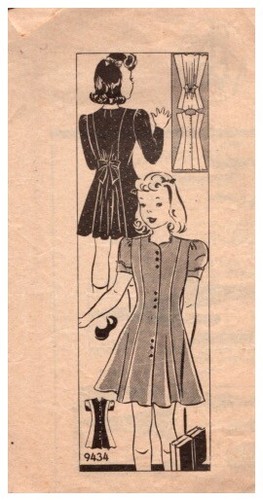 Vintage Sewing Pattern Girls Dress Marian Martin Schoolgirl Size 1940's