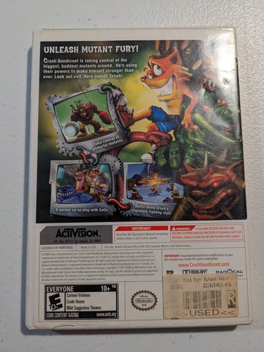 Crash Mind Over Mutant (Nintendo Wii, 2008) CIB - Tested - Picture 2 of 7