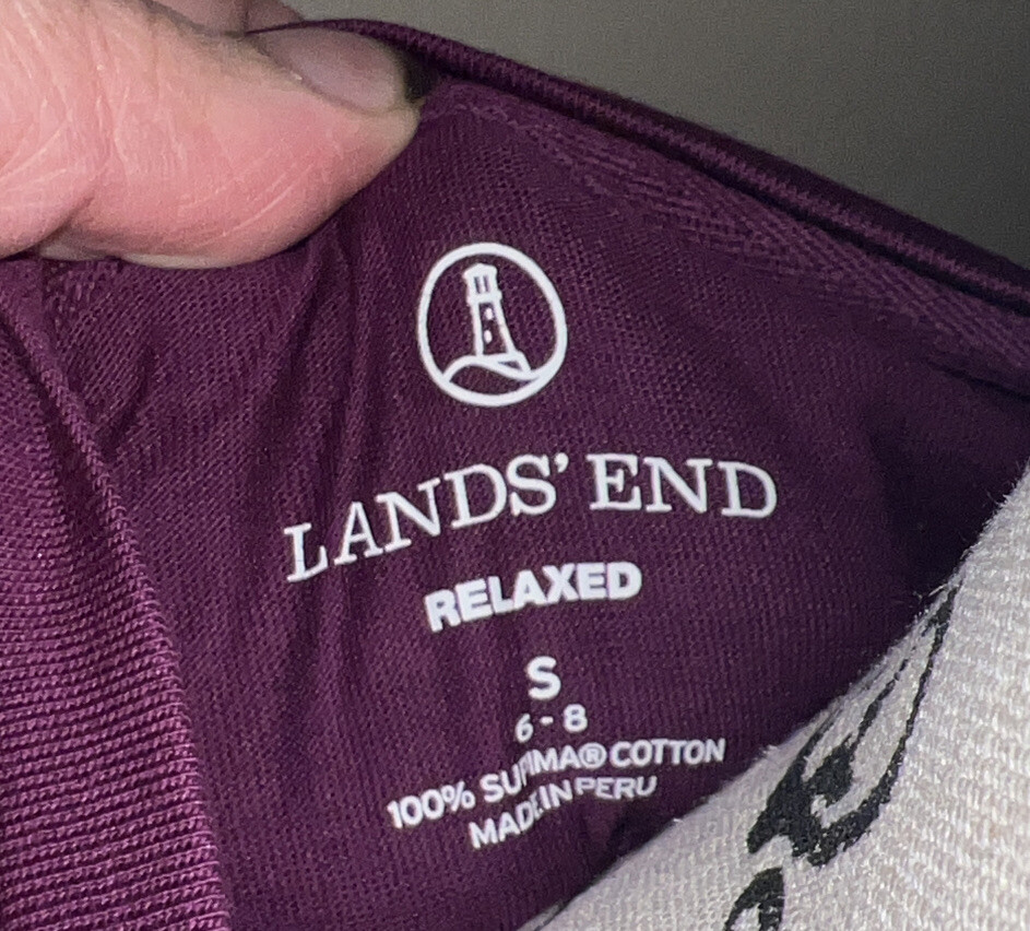 Lands End Womens T Shirt Top Long Sleeve Crew Neck Cotton Relaxed