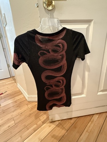 Hysteric Glamour Vintage 1990s Snake Loop Metallic Green Red Khaki T Shirt RARE