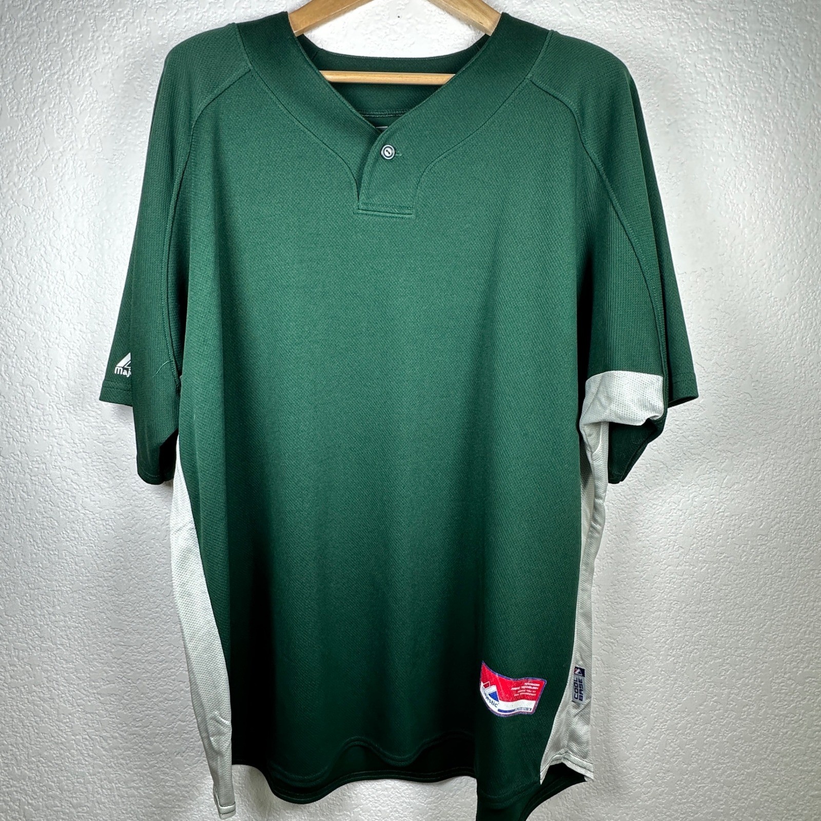 Majestic Cool Base Blank Baseball Jersey Green White Made in USA 3XL