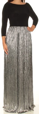 VINCE CAMUTO Womens Silver 3/4 Sleeve Full-Length Fit + Flare Evening Dress 4