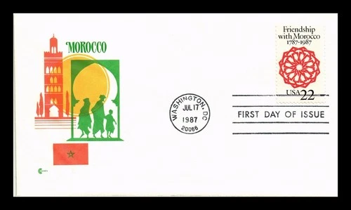 US COVER MOROCCO FRIENDSHIP 200TH ANNIVERSARY FDC COVER CRAFT CACHET INSERT