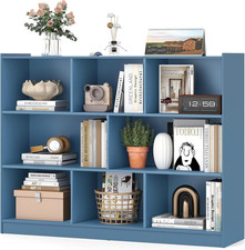 Bright Blue 8 Cube Bookcase - Modern 3-Tier Storage Organizer for Any Room