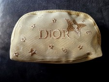 Dior Beauty Pouch Star Embroidered Mesh Gold Holiday Limited Edition RARE NWOB