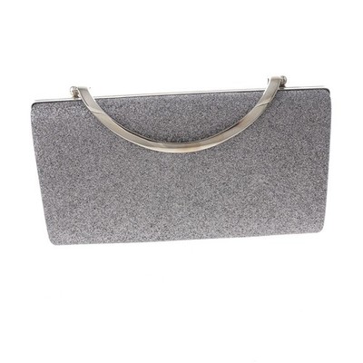 Silver Tone Hardware Frame Fashion Glitter Fabric Clutch Bag HSY114-GRY