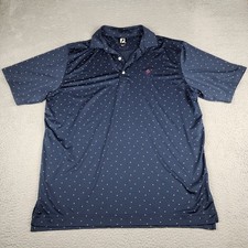 FootJoy Shirt Mens 2XL Blue Geometric Golf Performance Polo Outdoor Casual
