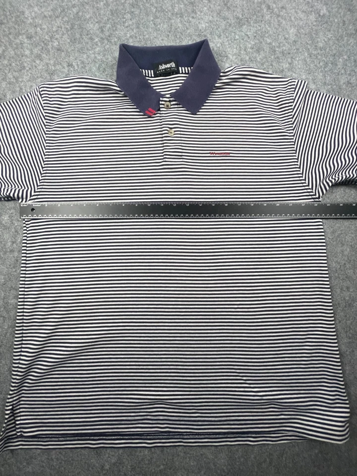Camisa Polo de Golf Ashworth Vintage L Hecha en EE. UU. Y2K Años 90 Rayas Logo Windsor Retro Foto 4 de 4