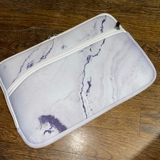 MACBOOK Laptop Sleeve for 11.6" Computer Grey Marble Fleece Lined Zipper Pocket