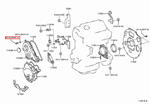 Genuine Picnic CXM10 CLM20 RAV4 CLA21 CLA20 2.0 2.2 Timing Cover Bolt - Picture 15 of 20