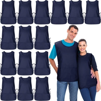 SUHINE 15 Pcs Cobbler Smock Apron with 2 Deep Pockets and Side Ties Unisex Apron for...