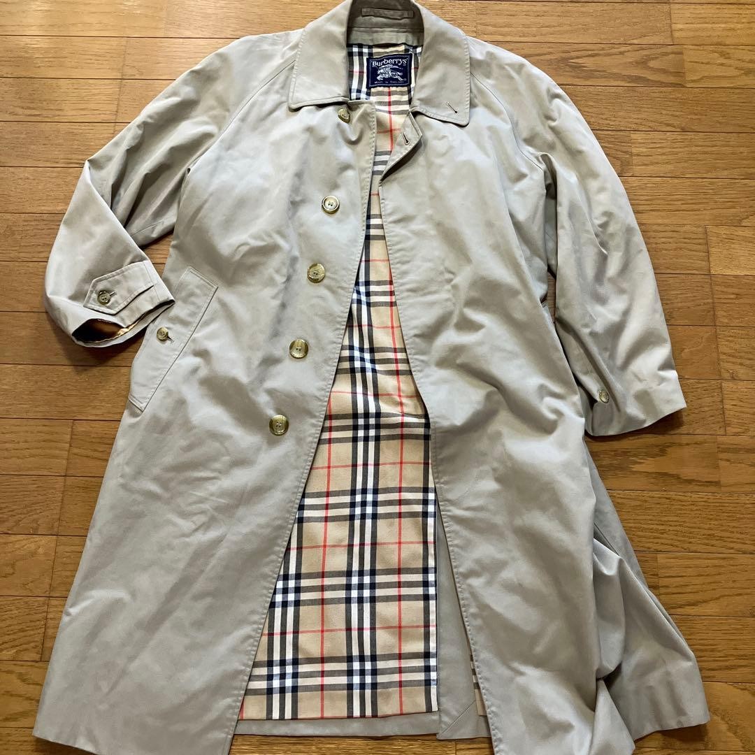 Burberrys Bal Collar Coat Beige Cotton With Check Pattern Size L For Women