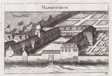1672 Mannswörth Schwechat Bruck an der Leitha Copperplate View Vischer