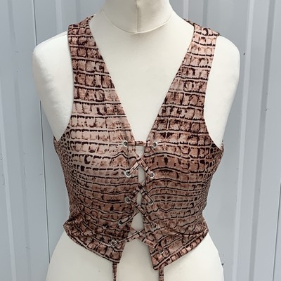 Missguided bauchfreies Oberteil Damen Größe 8 Schlangenmuster camelfarben ärmellos neu mit Etikett
